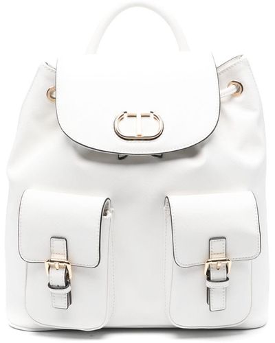 Twin Set Logo-plaque Backpack - White