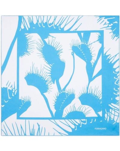 Ferragamo Venus-print Silk Scarf - Blue