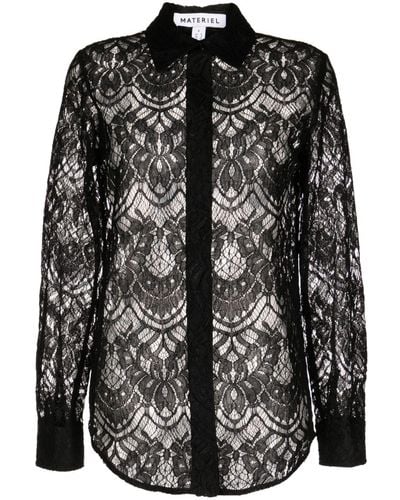 Matériel Lace-detail Long Sleeve Shirt - Black