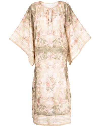 Zimmermann Floral-print Linen Maxi Dress - Natural