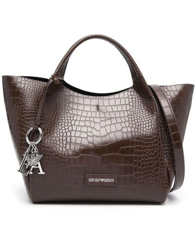 Emporio Armani Logo Shopping Bag - Brown