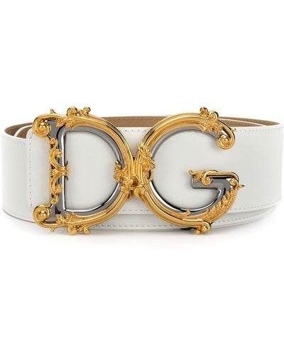 Dolce & Gabbana Dg Baroque Leather Belt - White