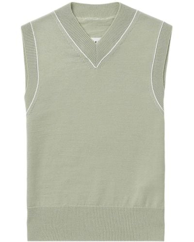 MM6 by Maison Martin Margiela Piped-trim Wool-blend Vest - Green