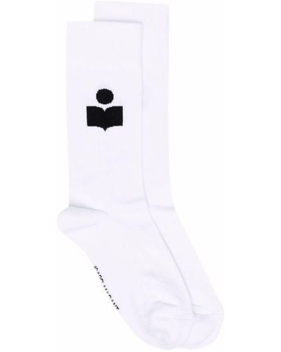 Isabel Marant Logo Embroidered Socks - White