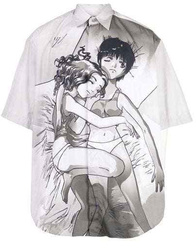 Vetements Anime-print Cotton Shirt - Grey