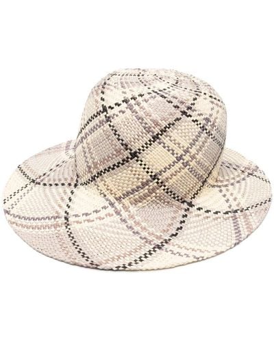 Thom Browne Check Woven Straw Hat - Red