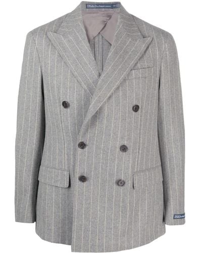 Polo Ralph Lauren Pinstriped Double-breasted Blazer - Gray