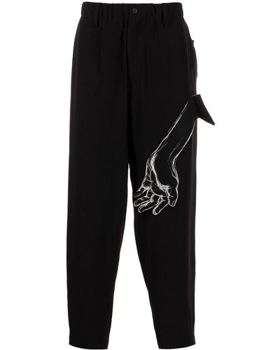 Yohji Yamamoto Tapered-Hose mit gezeichneter Hand - Schwarz