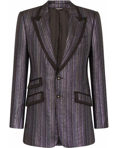 Dolce & Gabbana Metallic-stripe Suit Jacket - Black