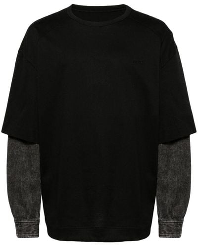 Juun.J Panelled Long-sleeve T-shirt - Black