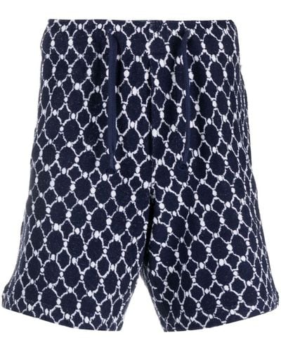 Orlebar Brown Trevone Geometric-pattern Terry-cloth Shorts - Blue