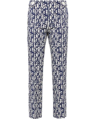 Prada Graphic Print Cropped Trousers - Blue