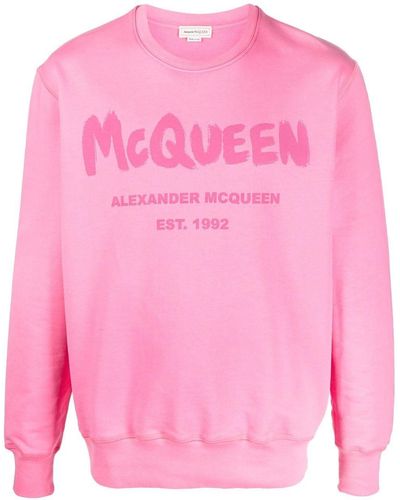 Alexander McQueen Logo-print Crew-neck Sweatshirt - Pink