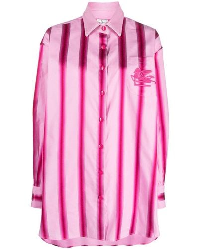 Etro ストライプ シャツドレス - ピンク