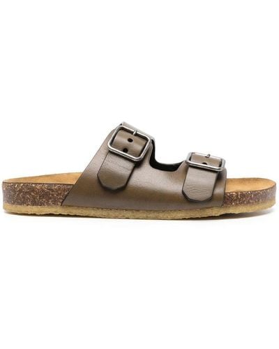 Saint Laurent Fabrice Double-strap Sandals - Brown
