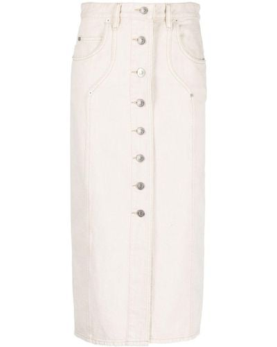 Isabel Marant Buttoned-up Denim Midi Skirt - White