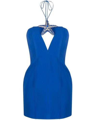 David Koma Mini-jurk Met Halternek - Blauw