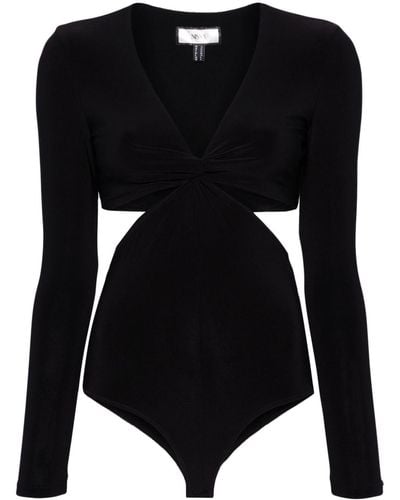 Nissa Cut-out Long-sleeve Bodysuit - Black