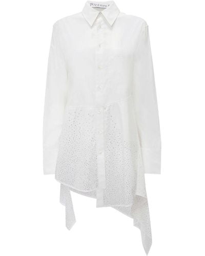 JW Anderson Camisa asimétrica con apliques de cristal - Blanco