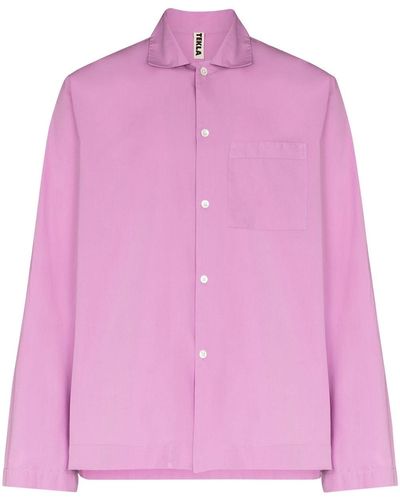Tekla Organic Cotton Pyjama Shirt - Purple