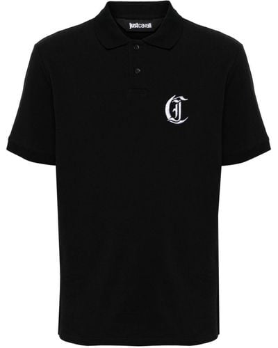 Just Cavalli Monogram-embroidery Polo Shirt - Black