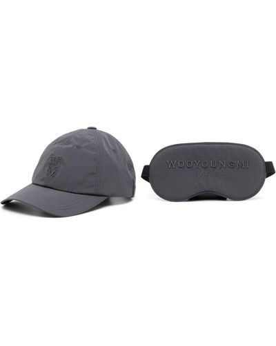 WOOYOUNGMI Logo-embroidered Taffeta Hat Set - Gray