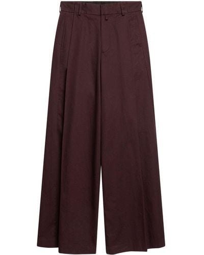 Dries Van Noten Pantalon taille basse à détails plissés - Violet