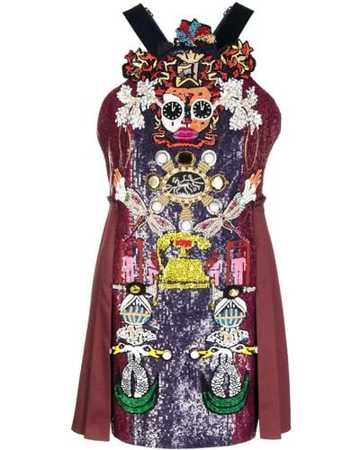 Mary Katrantzou Archival Robot Embellished Mini Dress - Red