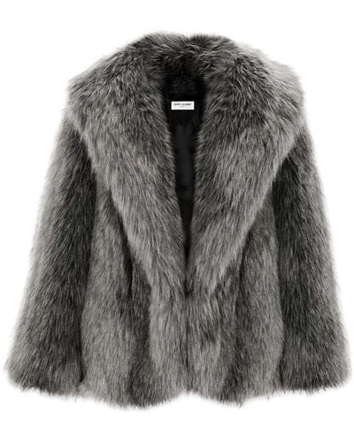 Saint Laurent Shawl-collar Faux-fur Coat - Black
