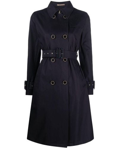 Herno Belted Double-breasted Trench Coat - Blue