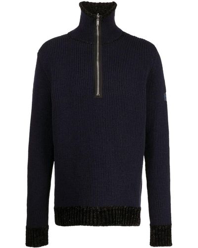 Raf Simons Maglione con mezza zip - Blu