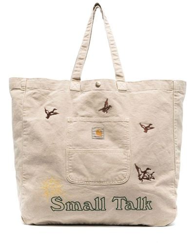 Carhartt X Small Talk Studio Neutral Embroidered Tote Bag - Men's - Organic Cotton - Natural