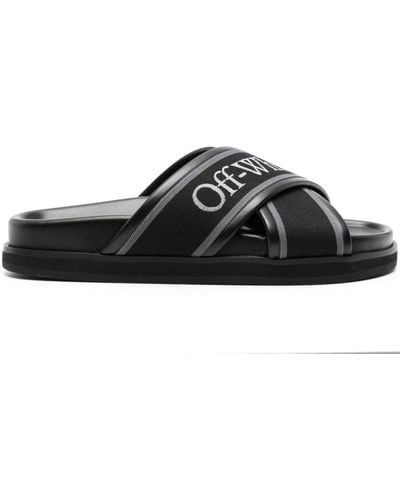 Off-White c/o Virgil Abloh Off- Cloud Criss Cross Slider Sandals, , 100% Rubber - Black