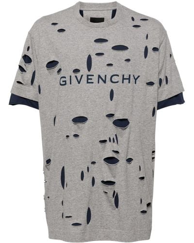 Givenchy T-Shirt im Distressed-Look - Grau