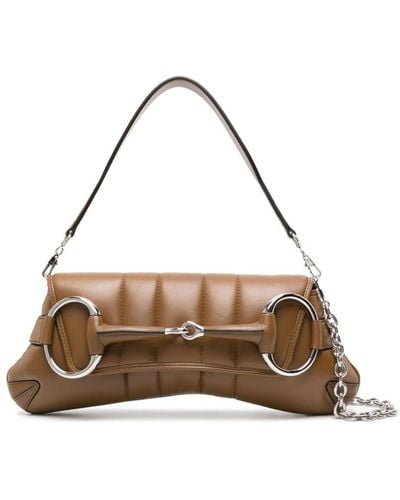 Gucci Medium Horsebit Chain Quilted Bag - Brown