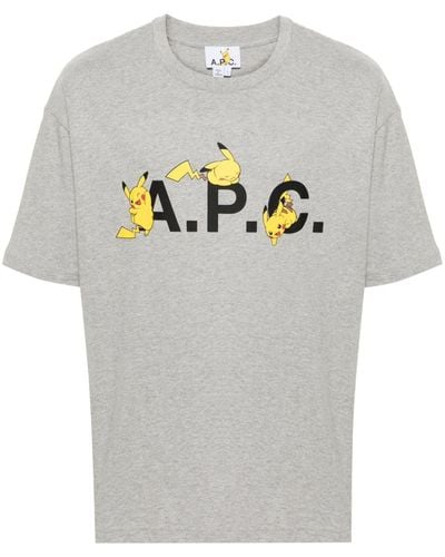 A.P.C. X Pokémon t-shirt à logo imprimé - Gris