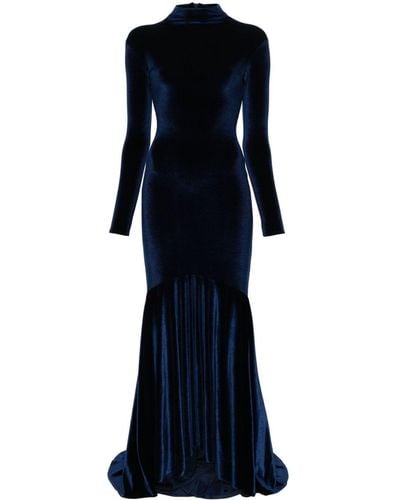 Atu Body Couture High-neck Velvet Gown - Blue