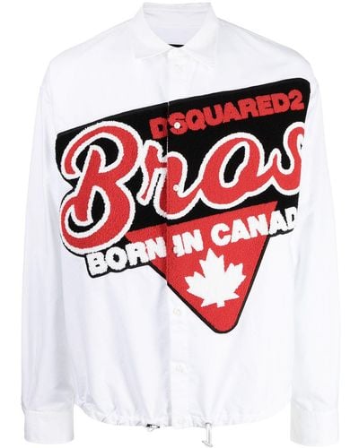 DSquared² Logo-patch Long-sleeve Shirt - White