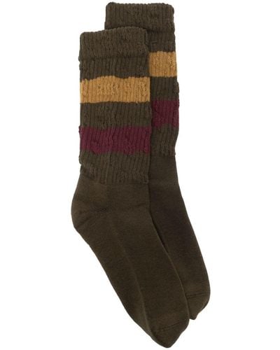 Golden Goose Striped Knitted Socks - Brown