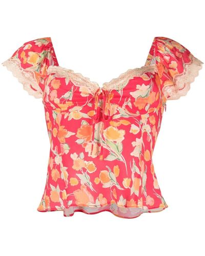 RIXO London Blusa Rosella con motivo floral - Rosa