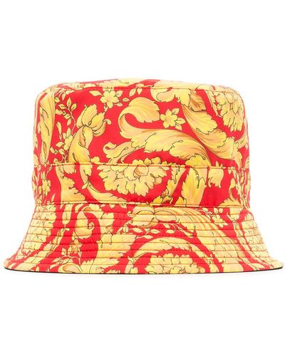 Versace Baroque Print Reversible Bucket Hat - Red