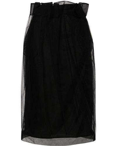 Simone Rocha Jupe mi-longue à taille drapée - Noir
