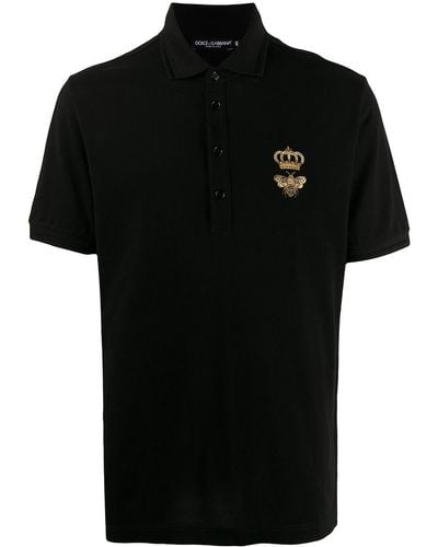 Dolce & Gabbana Besticktes Poloshirt aus Baumwolle - Schwarz