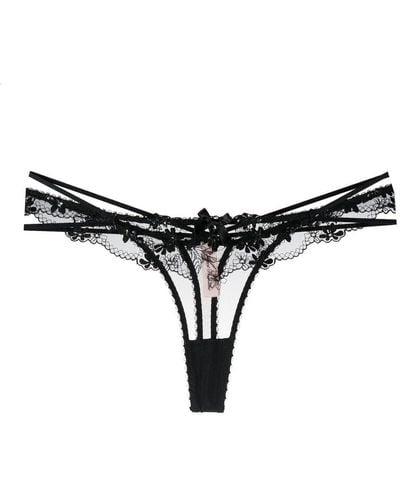 Agent Provocateur Skylee Embroidered Lace Thong - Black