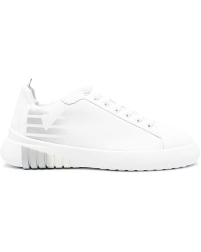 Emporio Armani Logo-print Leather Sneakers - White