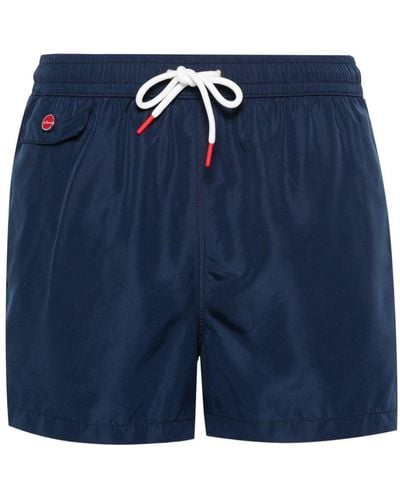 Kiton Logo-embroidered Swim Shorts - Blue