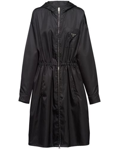 Prada Manteau Re-Nylon à capuche - Noir