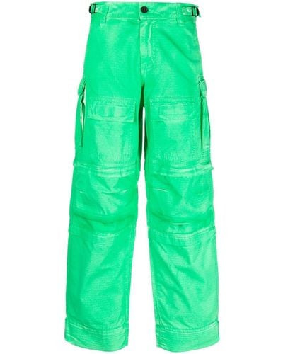DARKPARK Cropped Cotton Cargo Pants - Green