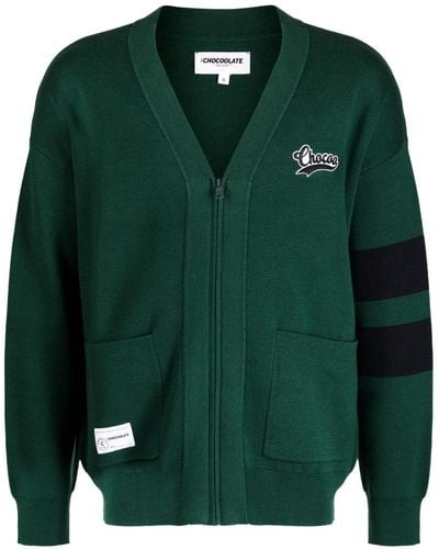 Chocoolate Logo-embroidered Knitted Cardigan - Green
