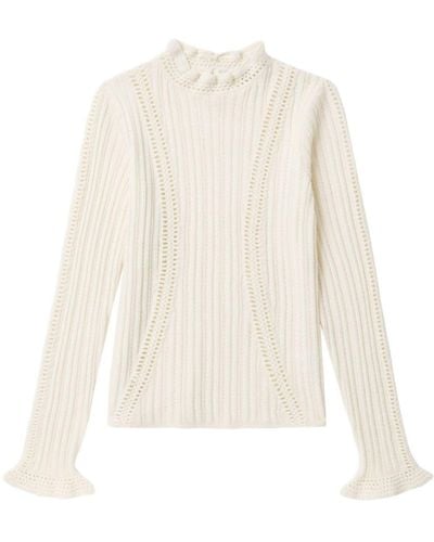 Sea Riva crochet-detailing wool jumper - Bianco
